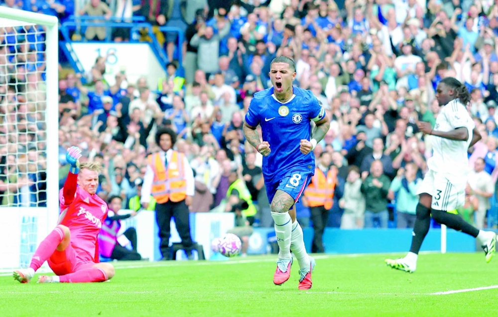 Chelsea's Enzo Fernandez celebrates scoring their second goal. — Reuters