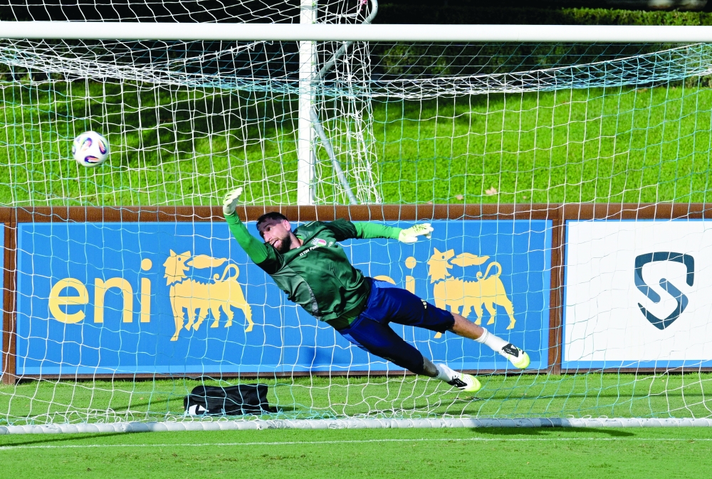 Italy's Gianluigi Donnarumma during training in Coverciano, Italy. — Reuters