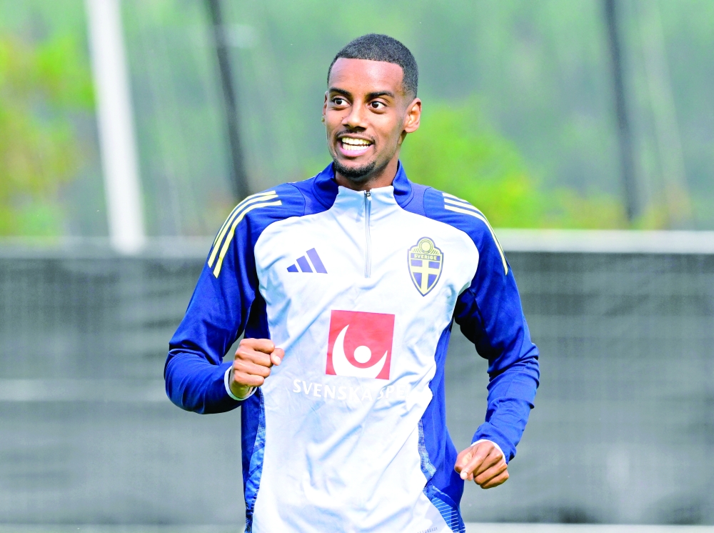 Sweden's Alexander Isak during training. — Reuters