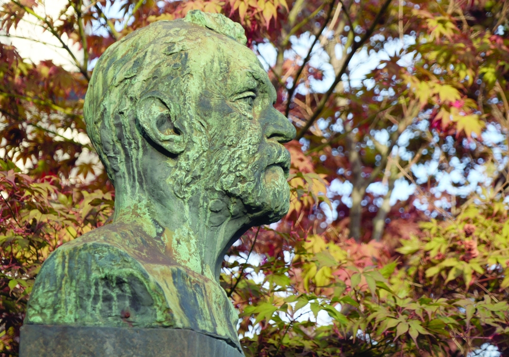 A bust of Alfred Nobel stands outside the Norwegian Nobel Institute in Oslo, Norway. — Reuters