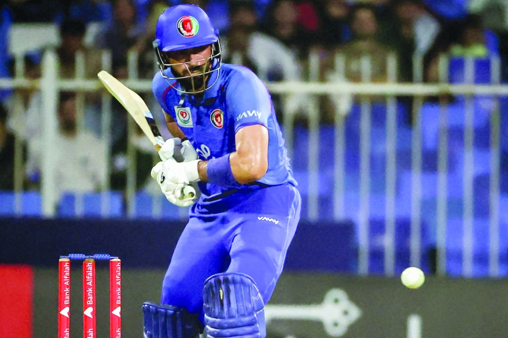 Afghanistan's Ibrahim Zadran plays a shot during the T20 international cricket match between Afghanistan and Pakistan, in Sharjah. — AFP 