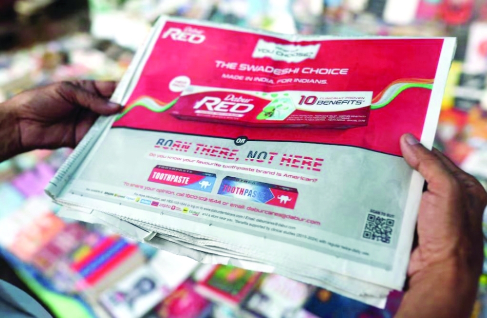 Dabur's front-page newspaper advertisement