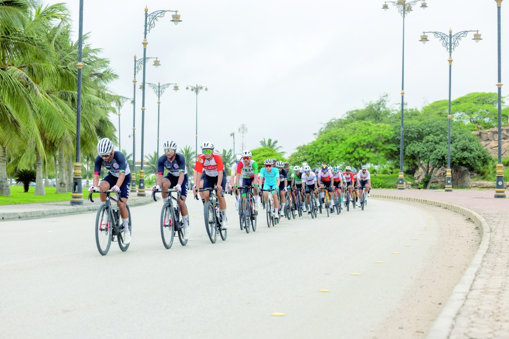 Cyclists compete in the second stage of Tour of Salalah on Monday.
