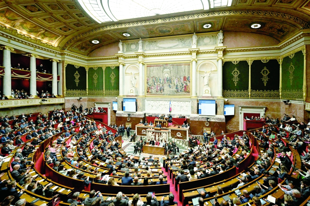France's PM Francois Bayrou (C) delivers his general policy statement, at the National Assembly in Paris. — AFP