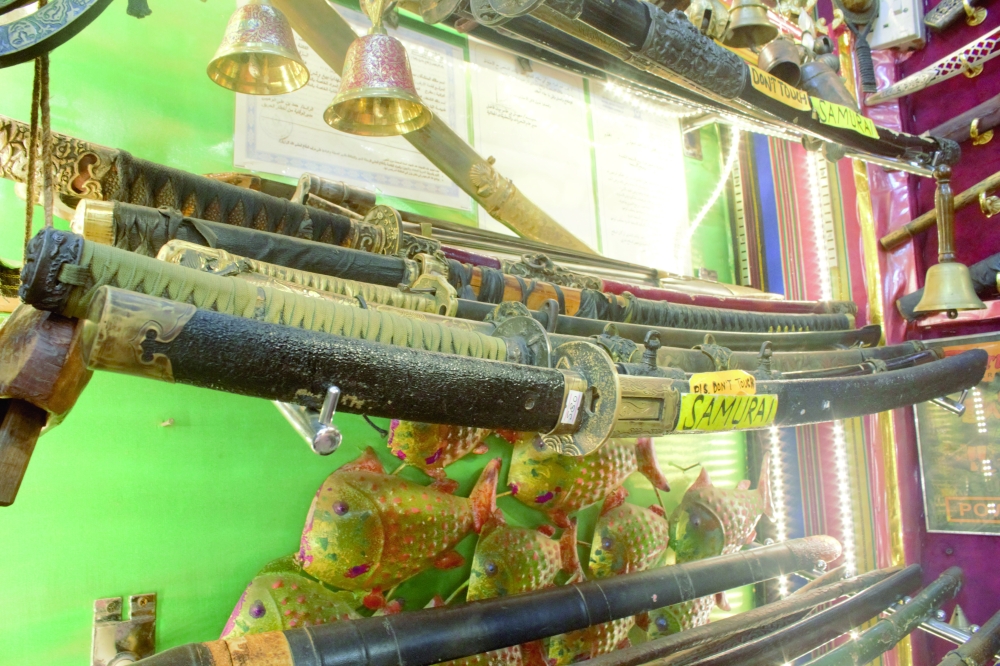 Among Akhtar al Balushi's prized possessions are Samurai swords from the Far East, ancient artefacts and pottery dating back nearly 1,500 years.