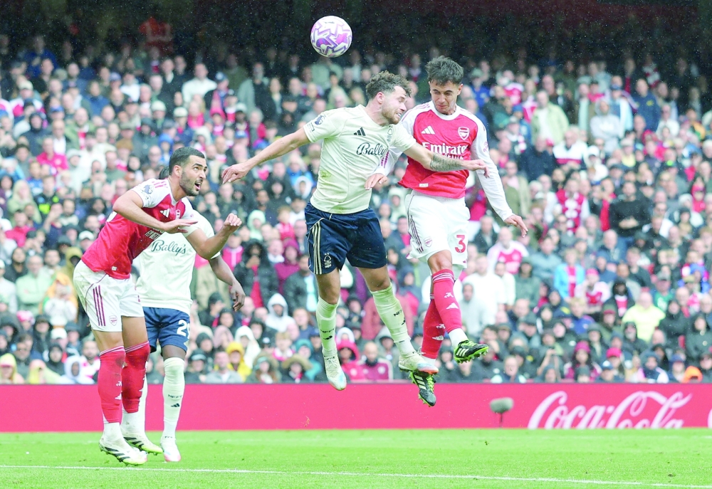 Arsenal's Martin Zubimendi scores their third goal. — Reuters