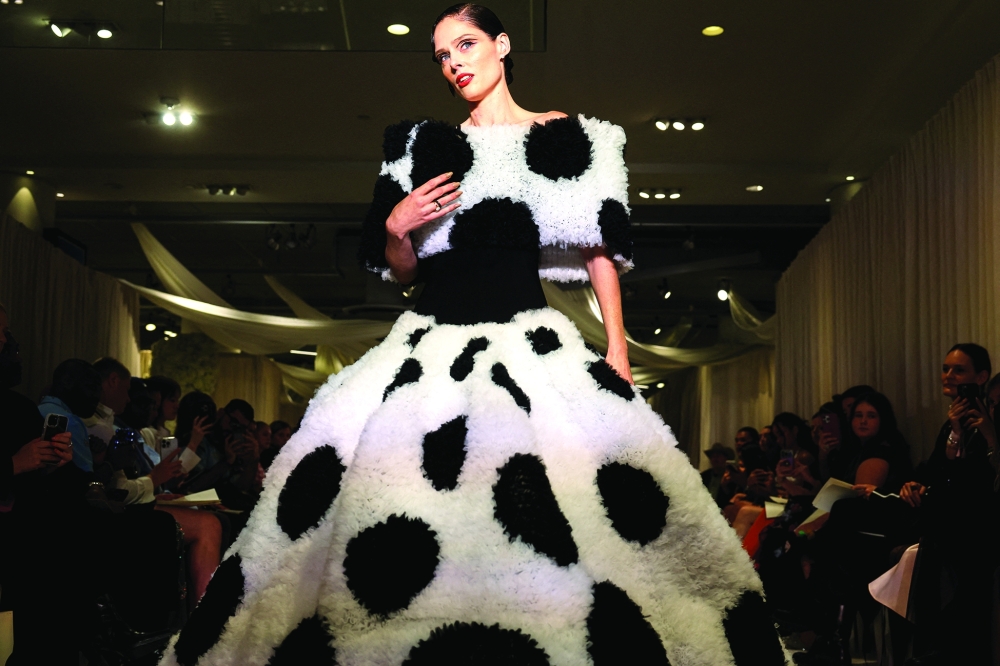 A model presents creations by Christian Siriano during New York Fashion Week, in New York City, U.S., September 12, 2025. 