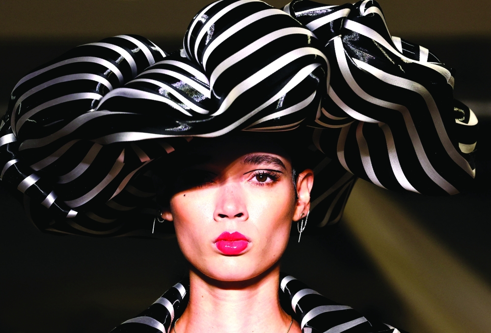 A model presents creations by Christian Siriano during New York Fashion Week, in New York City, U.S., September 12, 2025.