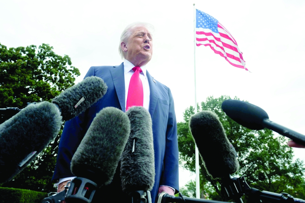 
US President Donald Trump speaks to the press from the South Lawn of the White House, in Washington, DC. — AFP 