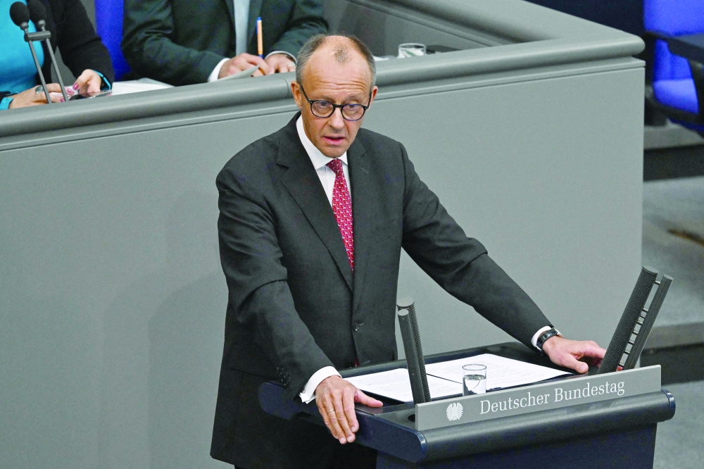 German Chancellor Friedrich Merz speaks at the Bundestag, in Berlin. — AFP