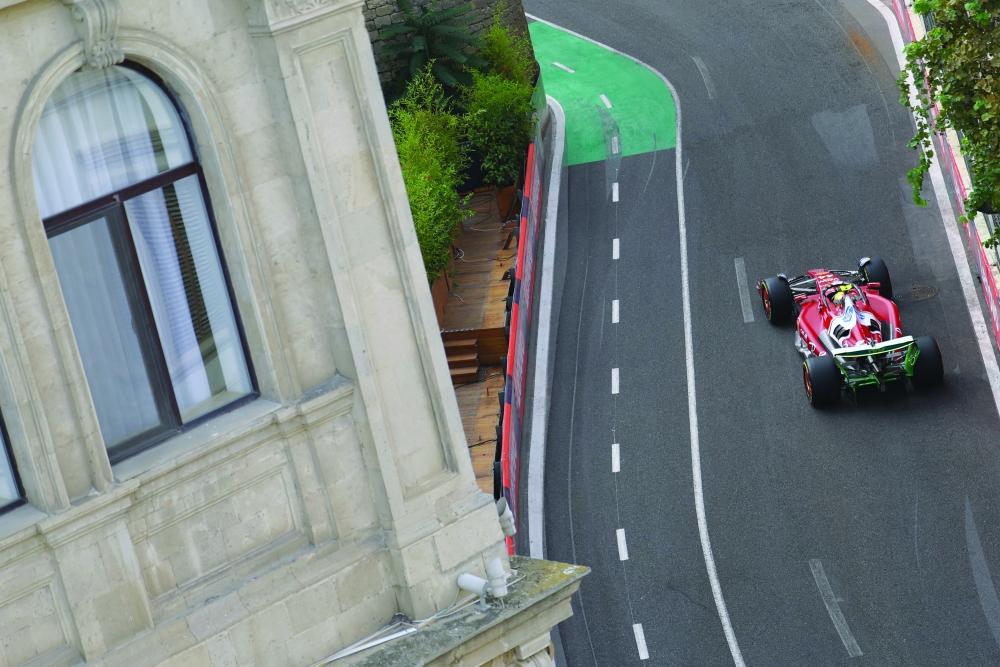 Ferrari's Lewis Hamilton during practice in Azerbaijan Grand Prix at Baku City Circuit, — Reuters
