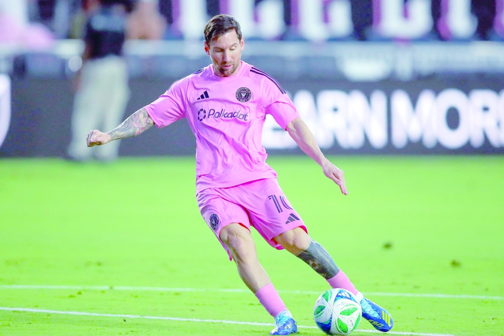 Inter Miami's Argentine forward Lionel Messi warms up ahead of the Major League Soccer match against Seattle Sounders FC at Chase Stadium in Fort Lauderdale, Florida. — AFP
