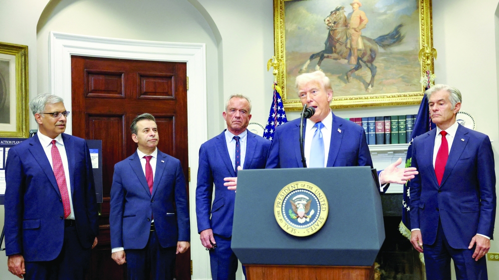 US President Donald Trump makes an announcement on autism, at the White House in Washington. — Reuters