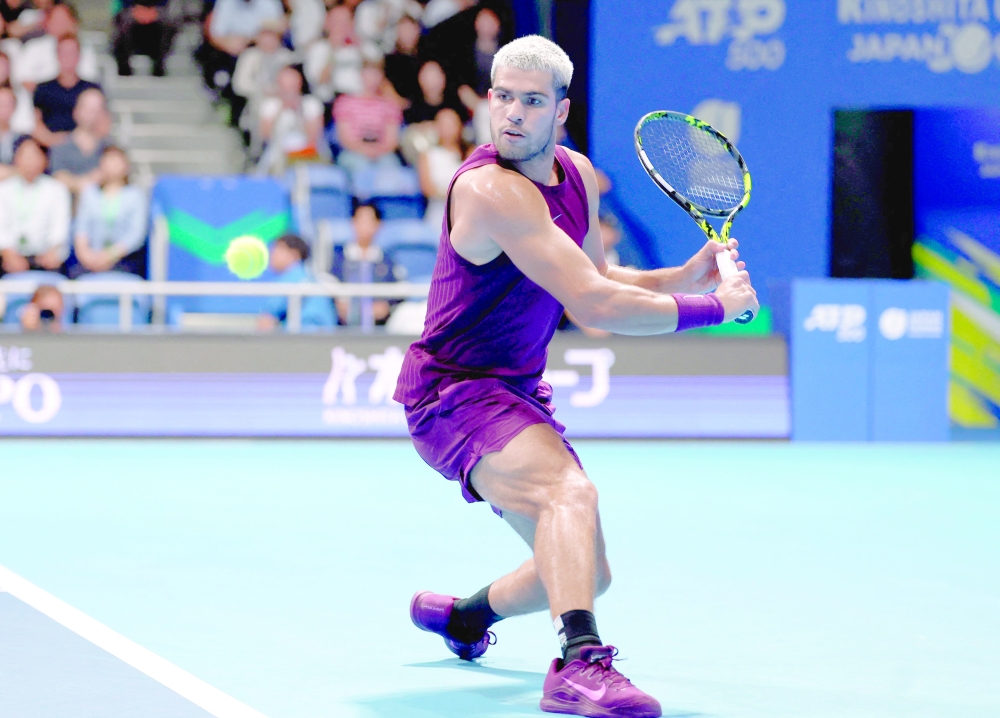 Spain's Carlos Alcaraz in action during his round of 32 match against Argentina's Sebastian Baez. — Reuters