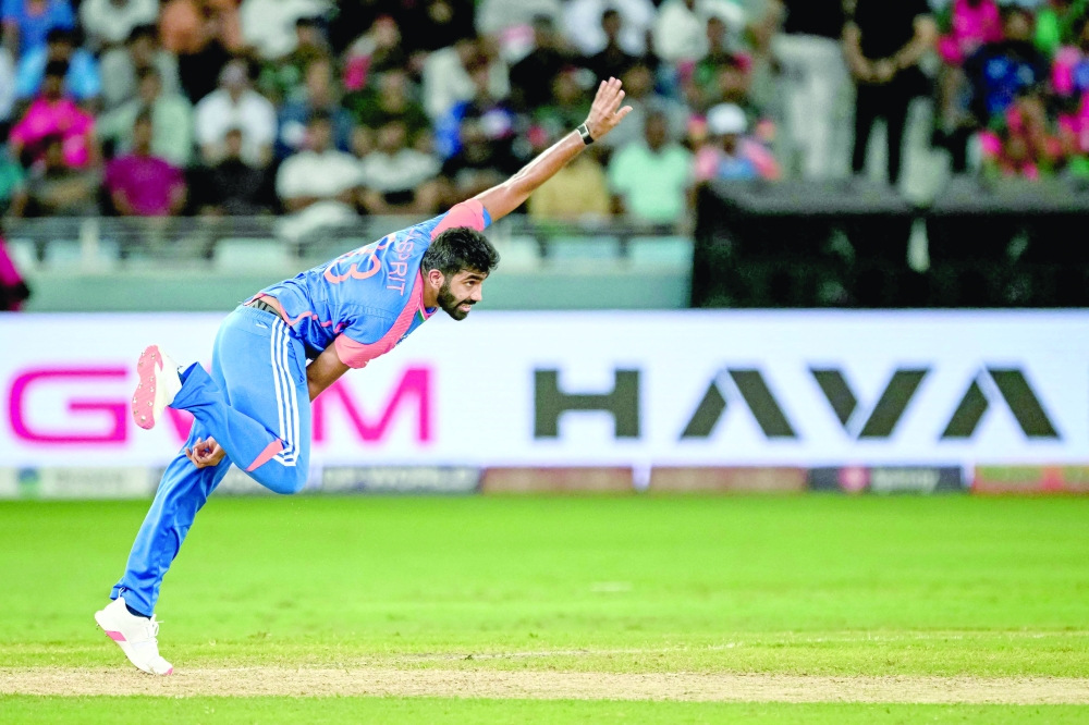 India's Jasprit Bumrah bowls during the Asia Cup 2025 Super Four Twenty20 international cricket match between Bangladesh and India at the Dubai International Stadium in Dubai. — AFP