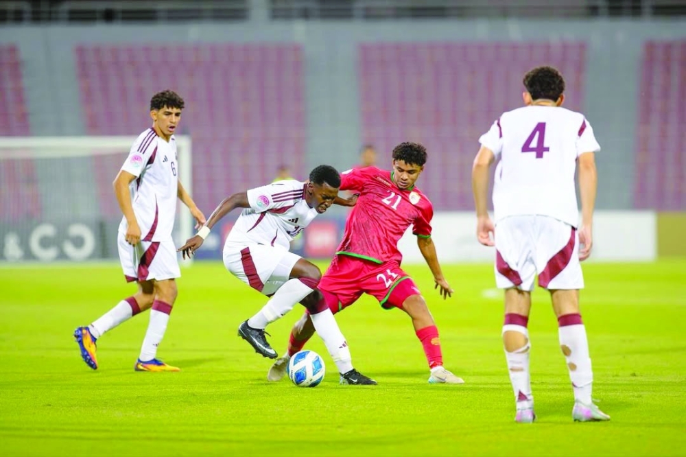 Oman and Qatar players in action during the U17 Gulf Cup in Doha.