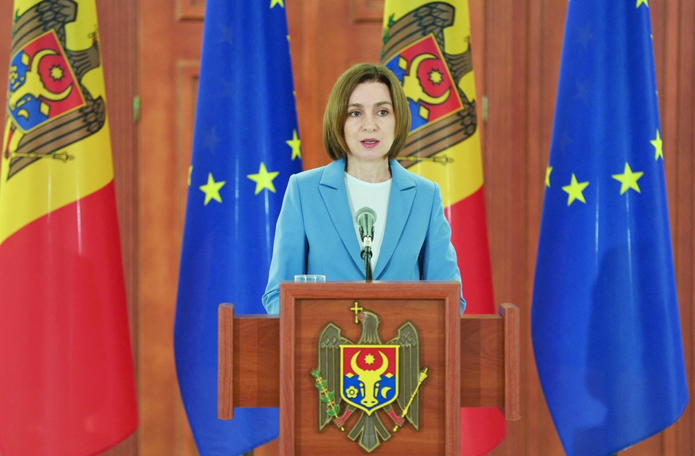 Moldovan President Maia Sandu attends a press conference, in Chisinau. — Reuters