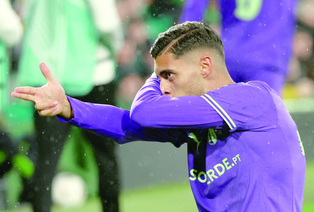 SC Braga's Gabri Martinez celebrates scoring their second goal against Celtic at Celtic Park, Glasgow, Scotland. — Reuters