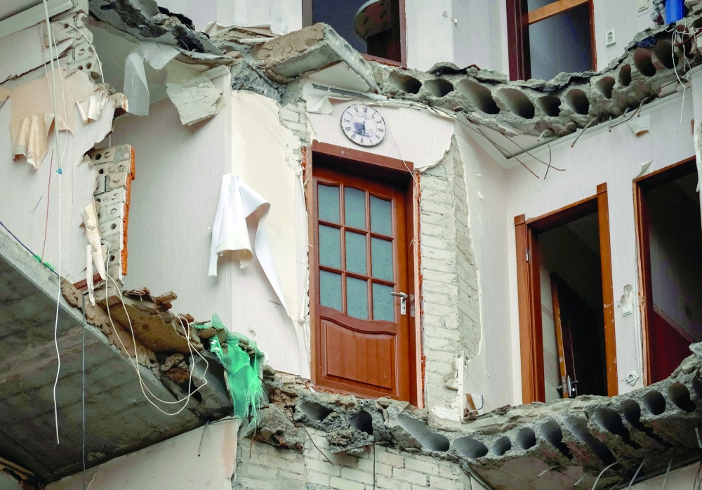 The apartment building, which was hit during a Russian military strike, in the frontline city of Kherson, Ukraine. — Reuters