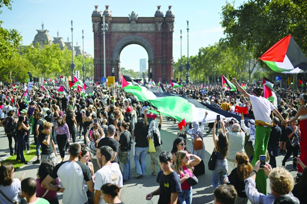 Protest in solidarity with Gaza, in Barcelona. — Reuters