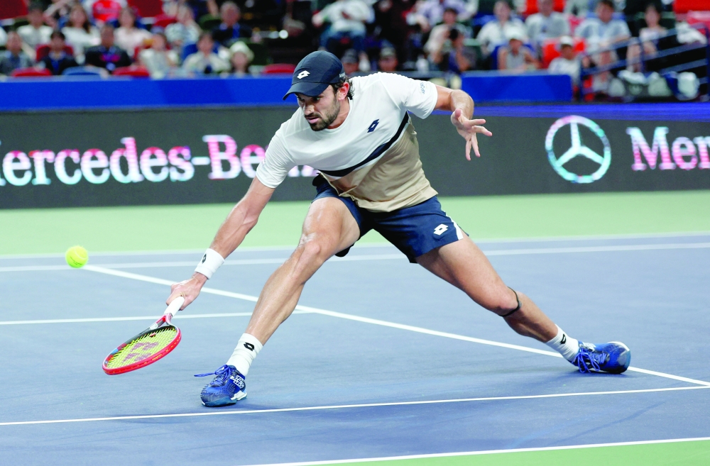 Monaco's Valentin Vacherot in action during his semifinal match against Serbia's Novak Djokovic. — Reuters
