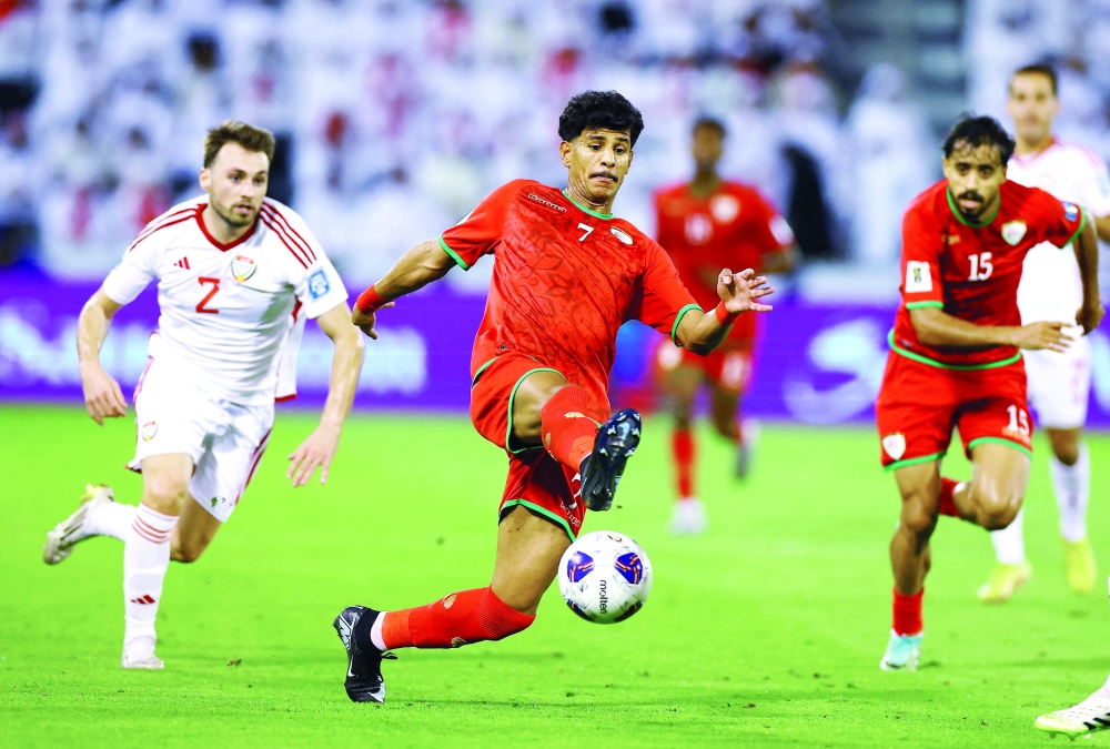 Oman's Issam al Subhi in action. — Reuters/Ibraheem al Omari