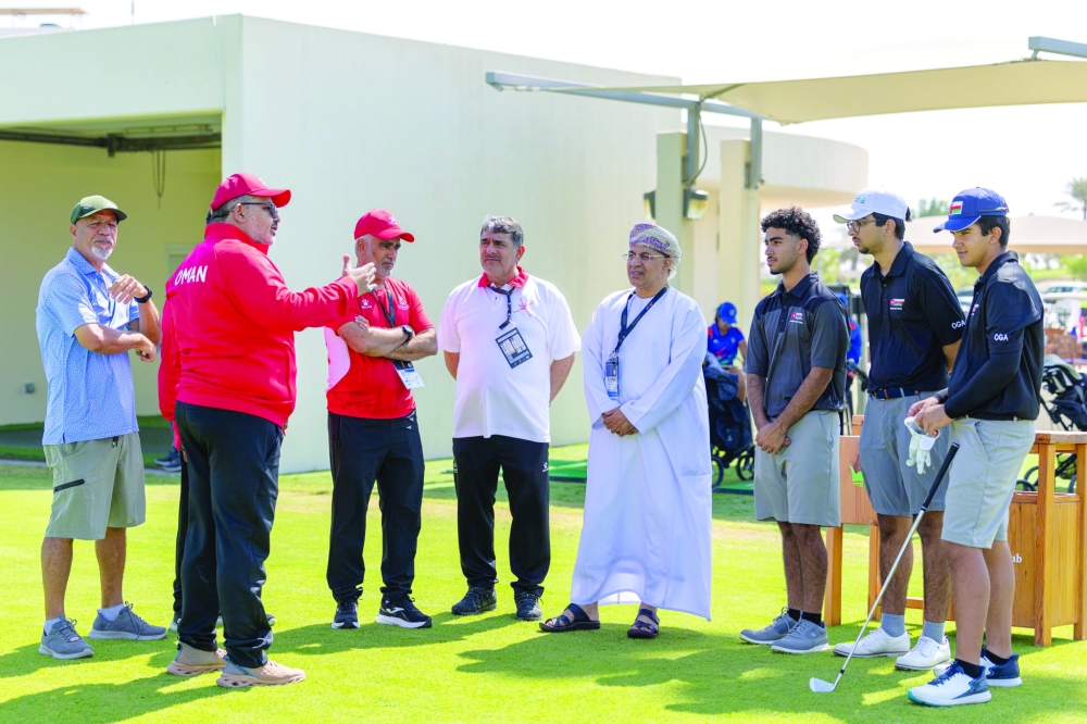 The golf delegation at the Games venue. — Nawaf al Busaidy