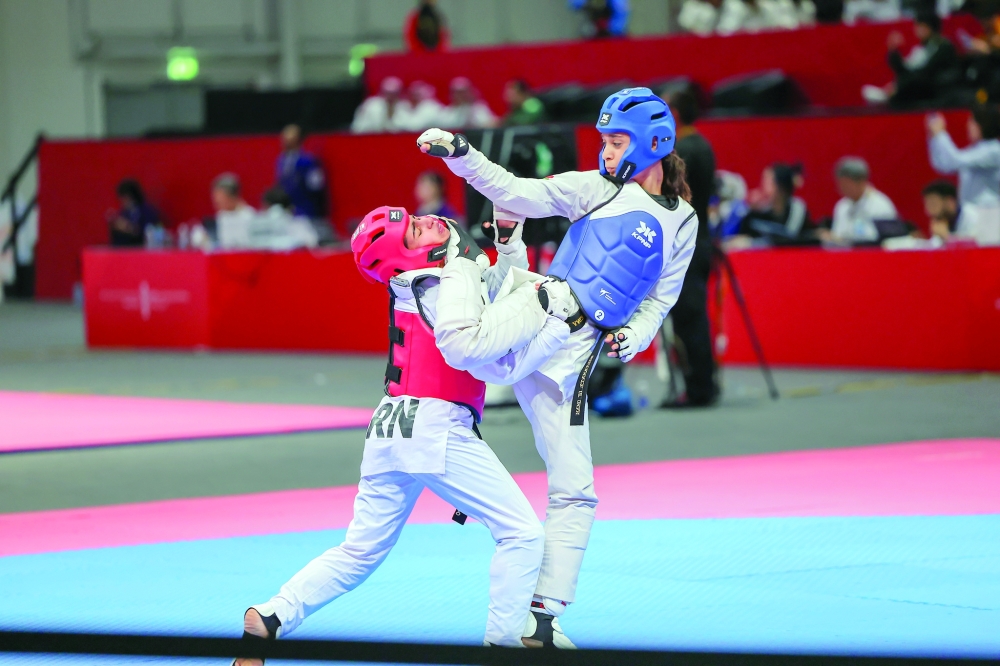 In taekwondo, Shahnaz al Maawali impressed with a straight-round victory over Bahrain’s Shaikha al Yaqubi. — Nawaf al Busaidy