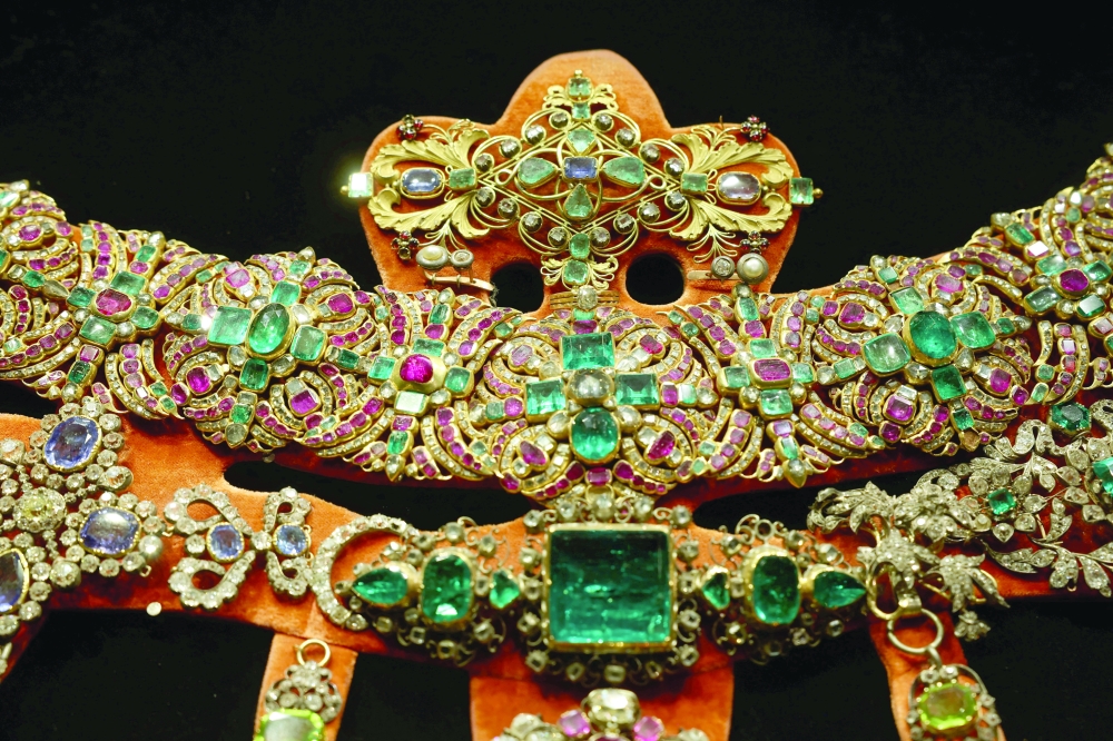 A collar set with more than 1,500 precious stones from the "Treasure of San Gennaro", is displayed at the Museum of the Treasure of San Gennaro in Naples. — Reuters