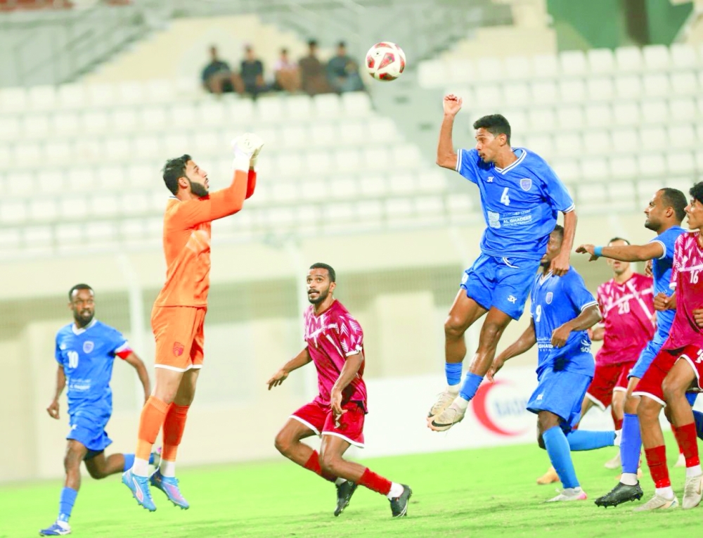 Saham make an attack at Al Rustaq goalmouth.