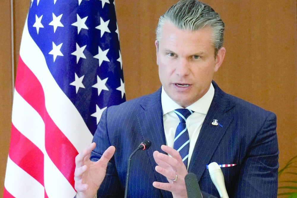US Defence Secretary Pete Hegseth speaks during a joint press conference with Japan's Defence Minister Shinjiro Koizumi in Tokyo. — Reuters File