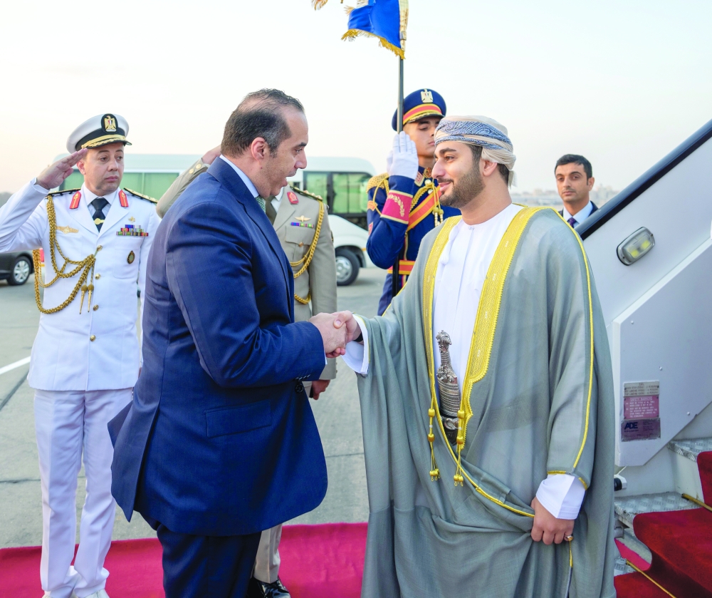 HH Sayyid Theyazin bin Haitham al Said received by an Egyptian minister in Cairo on Friday. — ONA