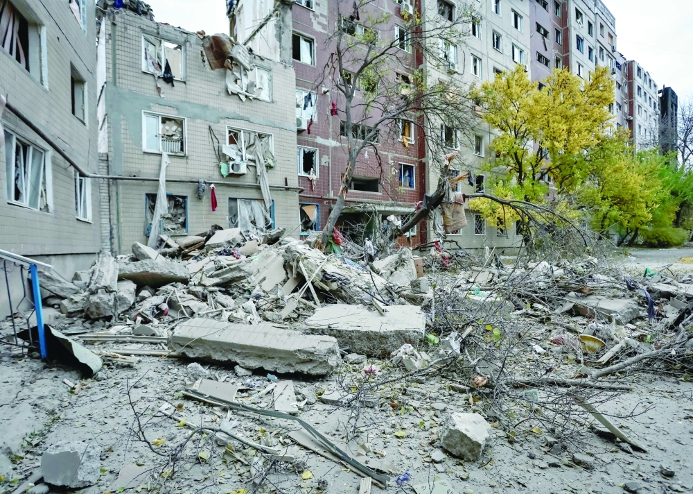 Apartment buildings damaged by a Russian military strike, in the frontline town of Kostiantynivka in the Donetsk region, Ukraine. — Reuters