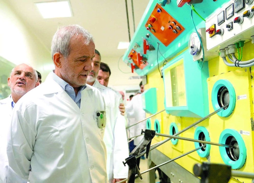 Iranian President Masoud Pezeshkian visits the Iranian Atomic Energy Organisation in Tehran. — Reuters