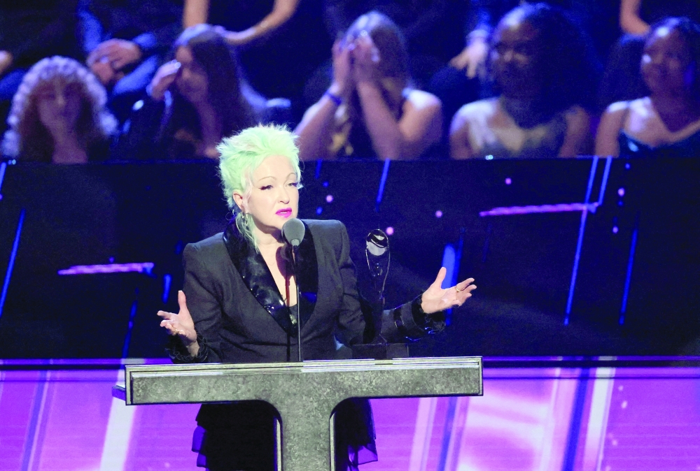 Inductee Cyndi Lauper during the Rock & Roll Hall of Fame Induction Ceremony in Los Angeles. - Reuters 