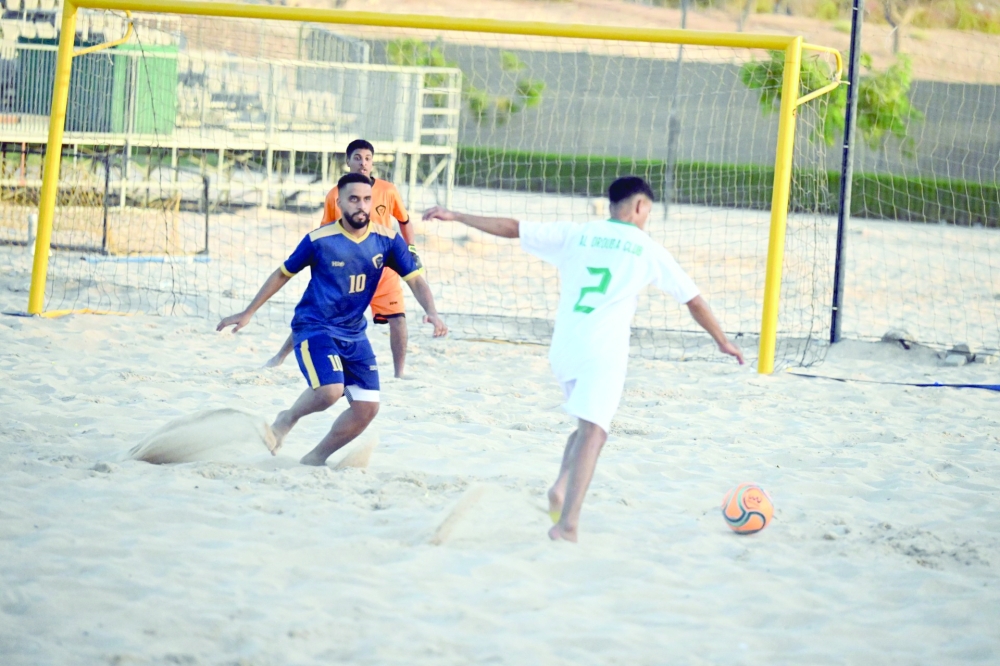  Al Oruba and Taqah players in action. Al Oruba cruised to a 7-2 triumph over Taqah.