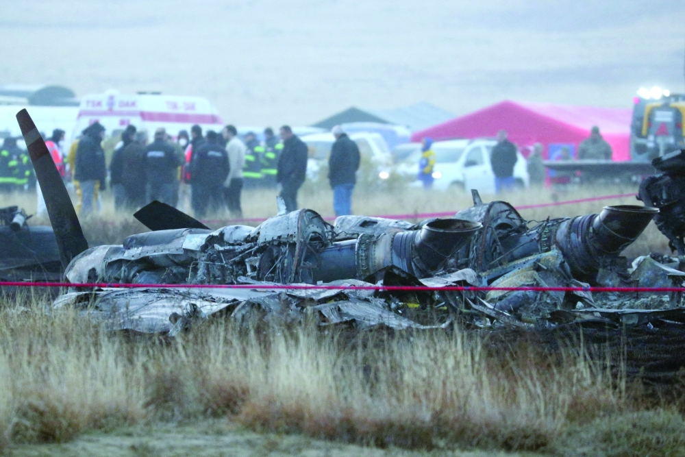 Members of emergency services work at the site near the Azerbaijani border, in Sighnaghi municipality, Georgia. — Reuters