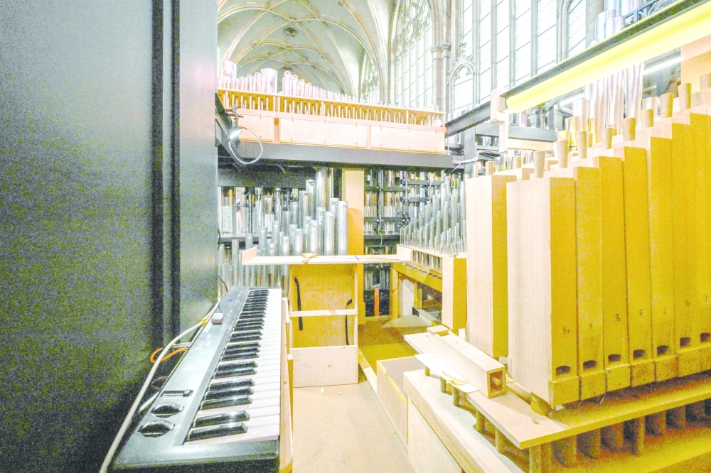 Pipes of the new organ in St Vitus Cathedral at Prague Castle. — AFP