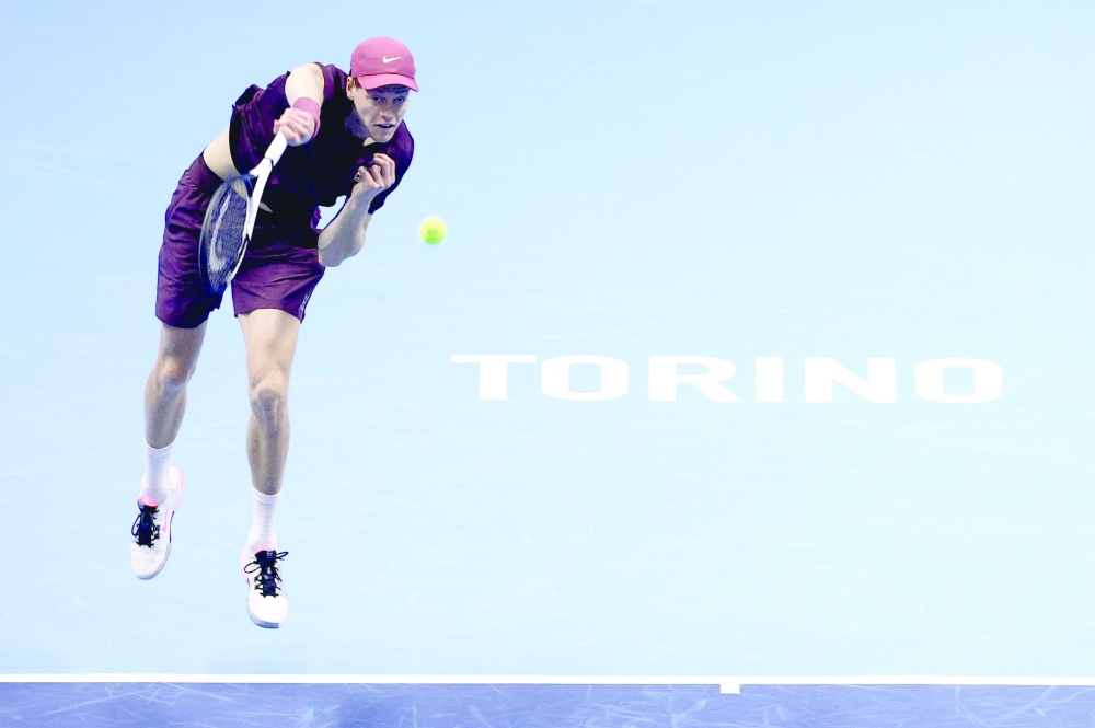 Italy's Jannik Sinner in action during his group stage match against Germany's Alexander Zverev. — Reuters