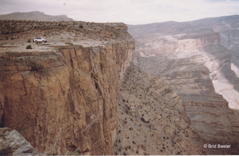 Jebel Shams overlooking the canyons below in the Western Hajar Mountain range