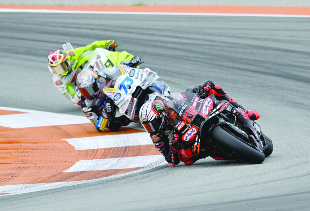 Aprilia Racing's Marco Bezzecchi in action during the MotoGp race. — Reuters