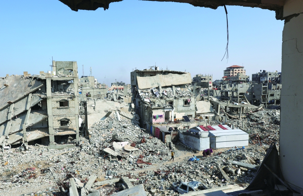 A view of destroyed buildings in Khan Yunis in the southern Gaza Strip. — Reuters
