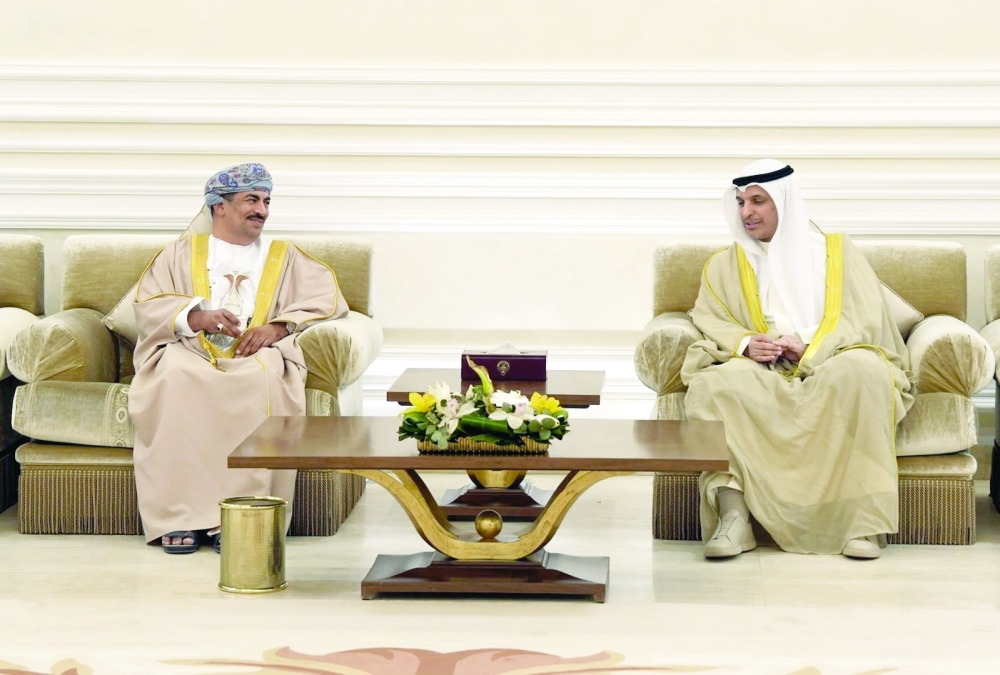 Dr Abdullah bin Nasser al Harrasi with Abdulrahman al Mutairi in Kuwait City on Tuesday.