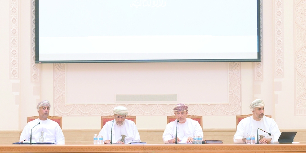 Sultan bin Salim al Habsi, Minister of Finance, and Dr Said bin Mohammed al Saqri, Minister of Economy, at the meeting in Muscat on Tuesday. — ONA