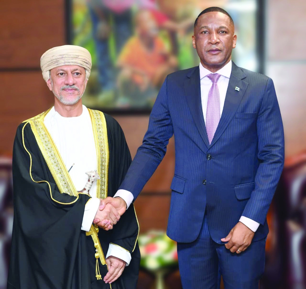 President Duma Gideon Boko receives Abdulsalam bin Mohammed al Murshidi at the Presidential Palace in Gaborone.