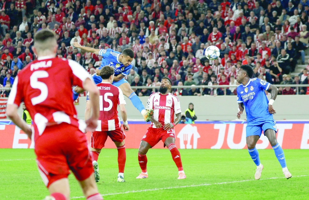 Real Madrid's Kylian Mbappe scores their second goal. — Reuters