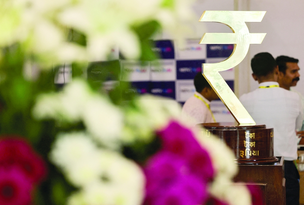The Indian Rupee logo is seen inside the RBI headquarters in Mumbai. — Reuters File