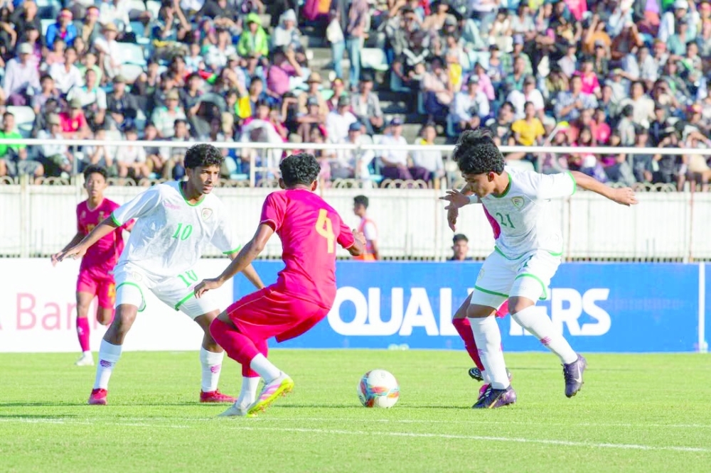 Myanmar showed greater courage in pushing forward and creating chances, while Oman remained deep in their own half.