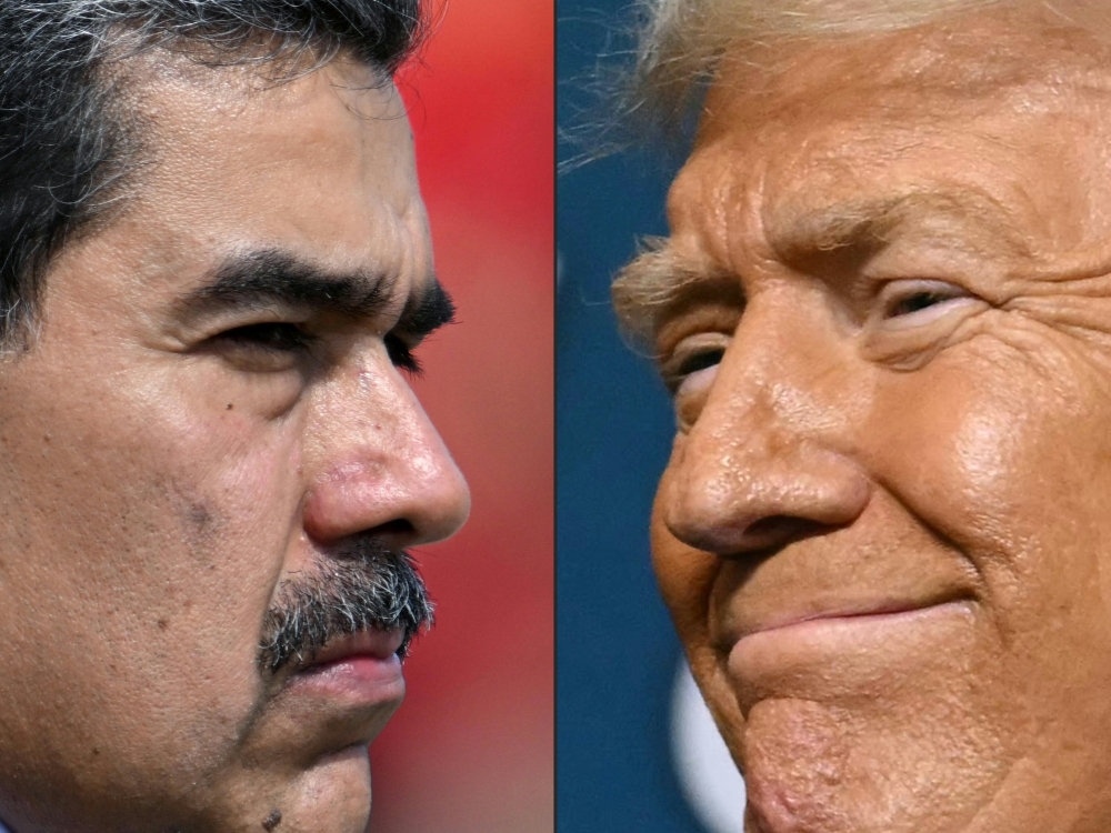 Venezuela's President Nicolas Maduro (L) in Caracas and US President Donald Trump 