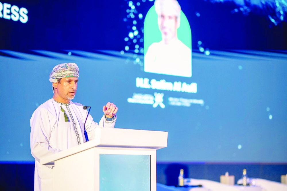 Eng Salim bin Nasser al Aufi, Minister of Energy and Minerals, addressing the Energy Executive Circle on Sunday.